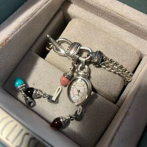 ESSLISSI Sterling Silver and Authentic Gem Charm Watch